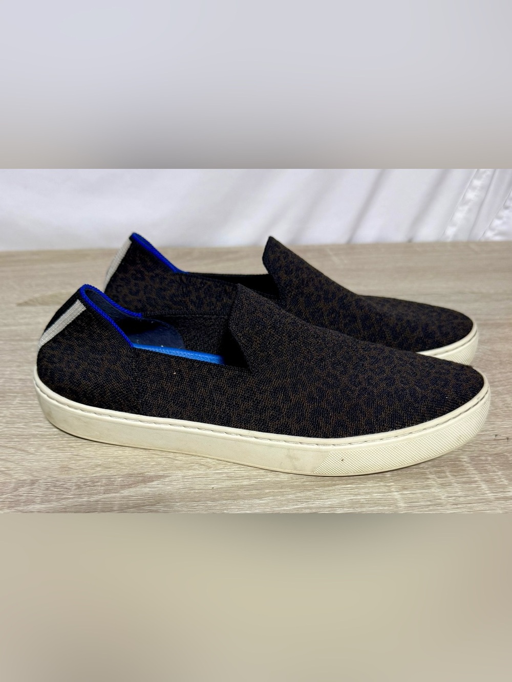 Rothy's The Sneaker Espresso Cheetah Leopard Print Slip On Loafers Womens 9.5EUC